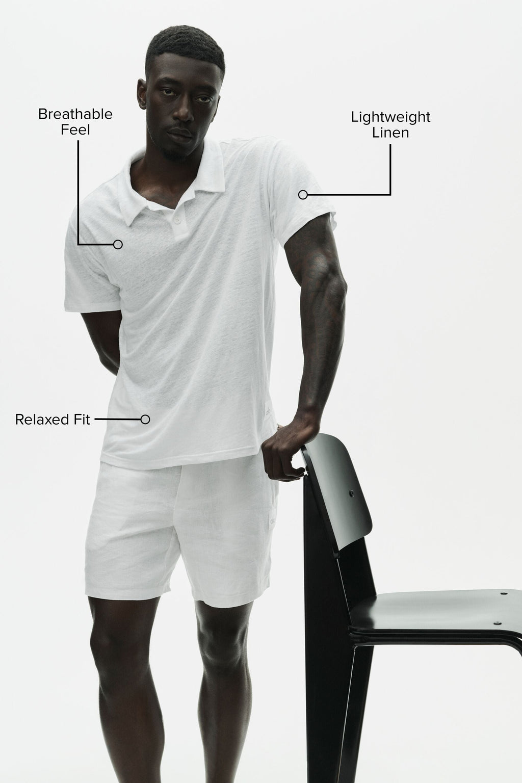 Linen Jersey Coastal Short Sleeve Polo - White