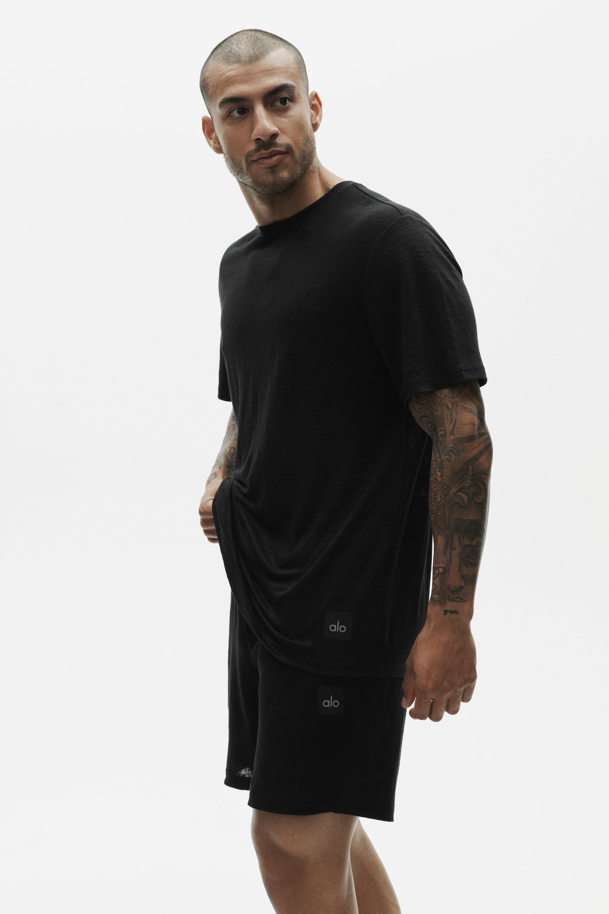 Linen Jersey Coastal Short Sleeve Tee - Black