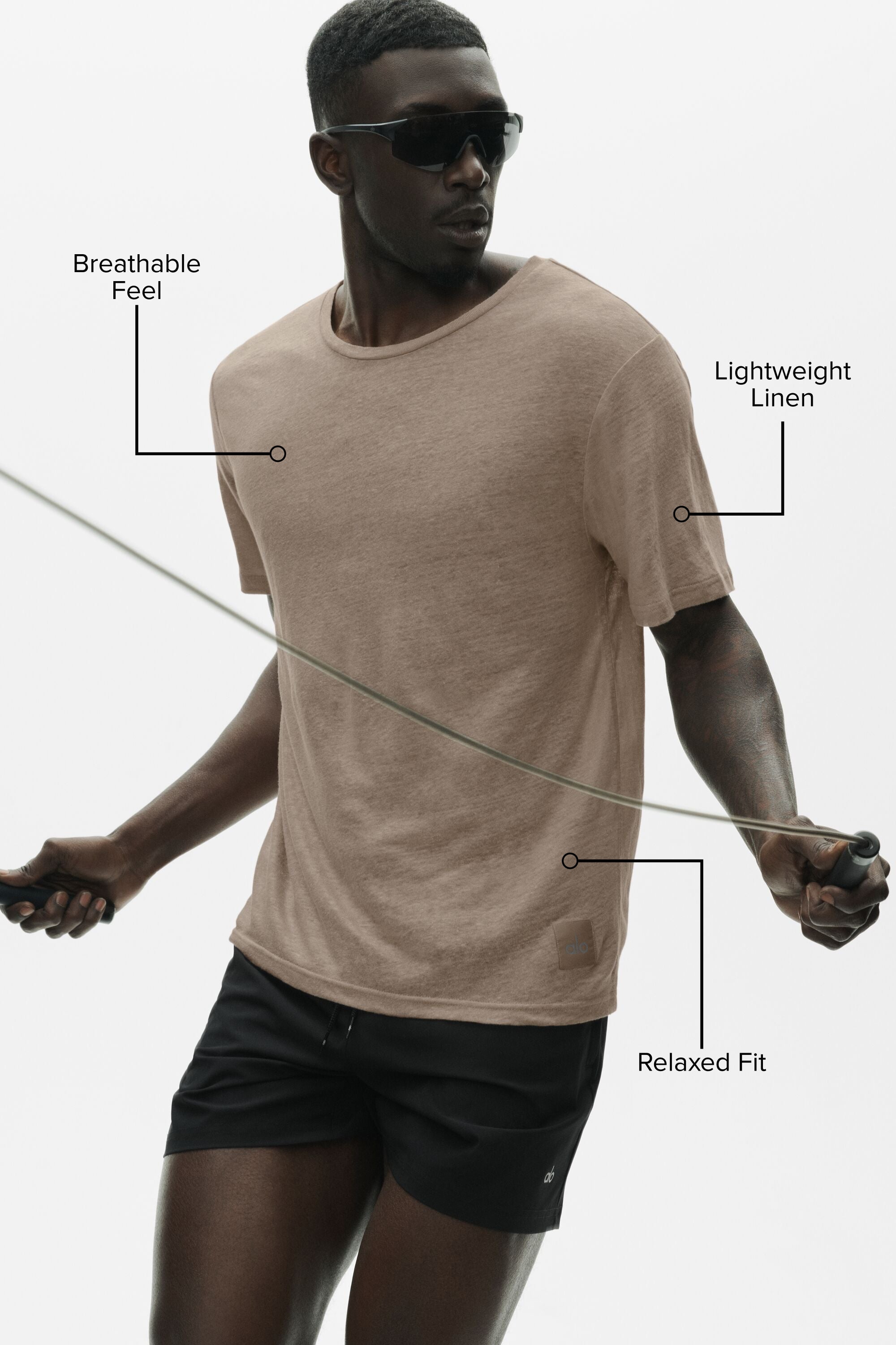Linen Jersey Coastal Short Sleeve Tee - Gravel