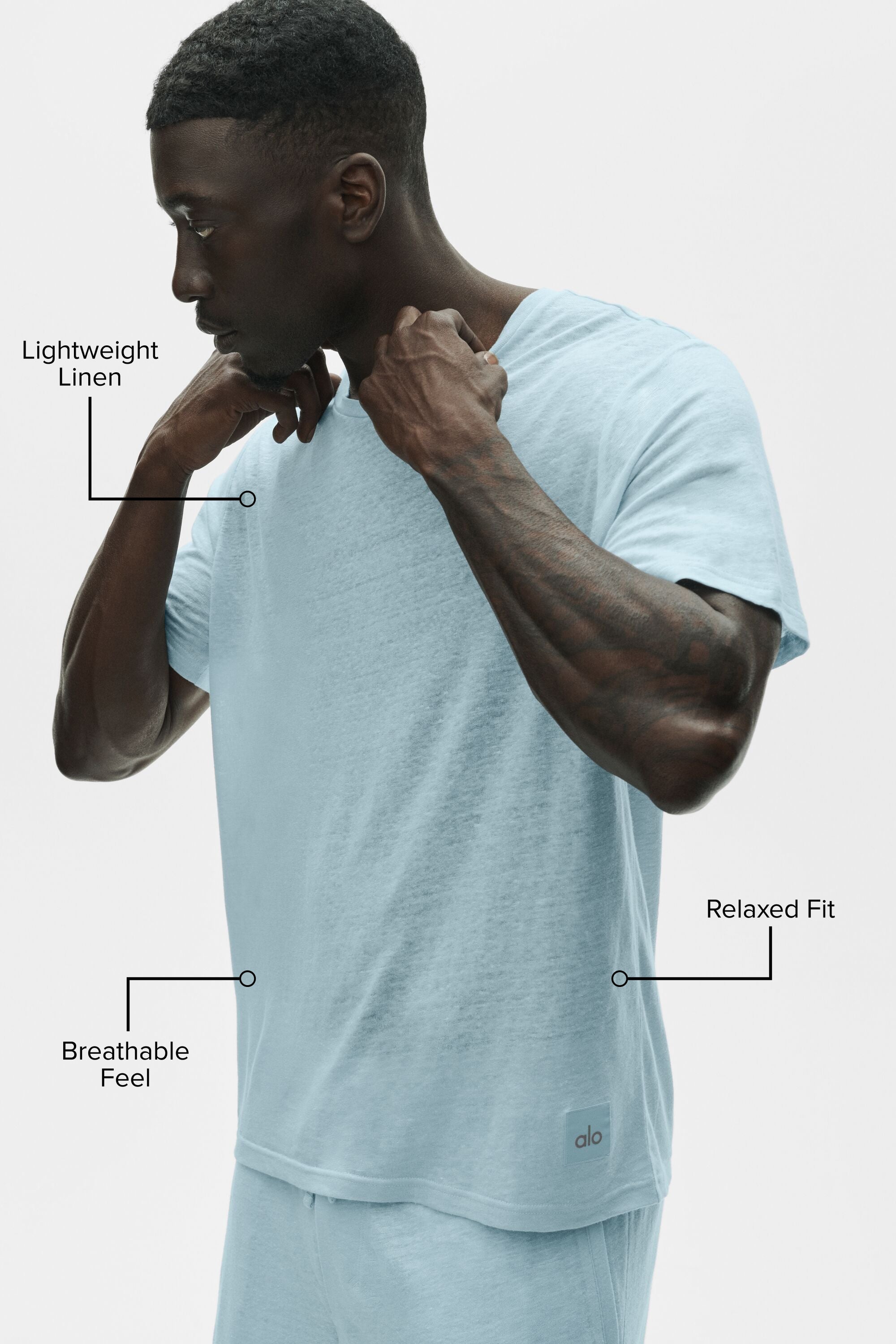 Linen Jersey Coastal Short Sleeve Tee - Seaside Blue