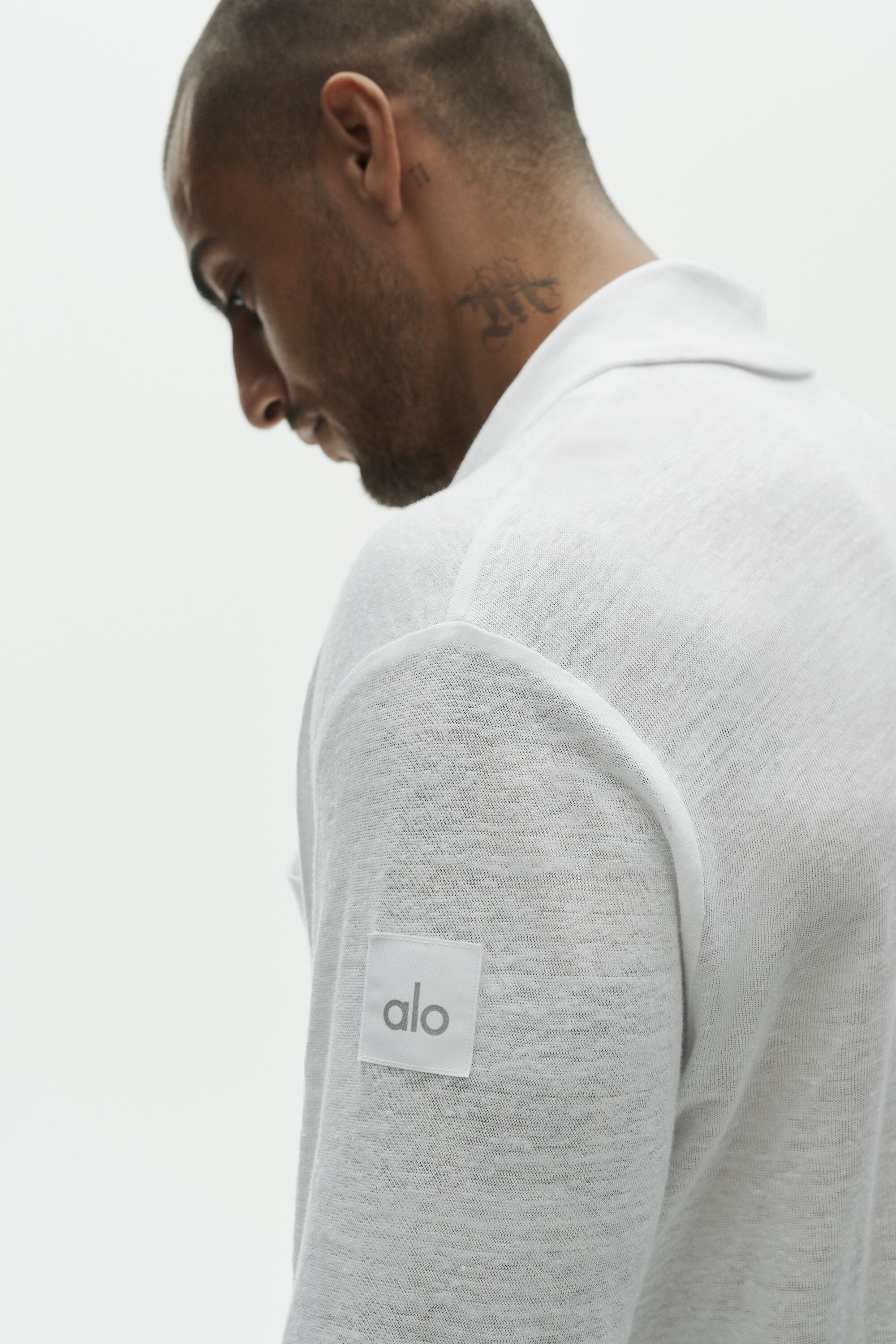 Linen Jersey Coastal Long Sleeve Button Up - White