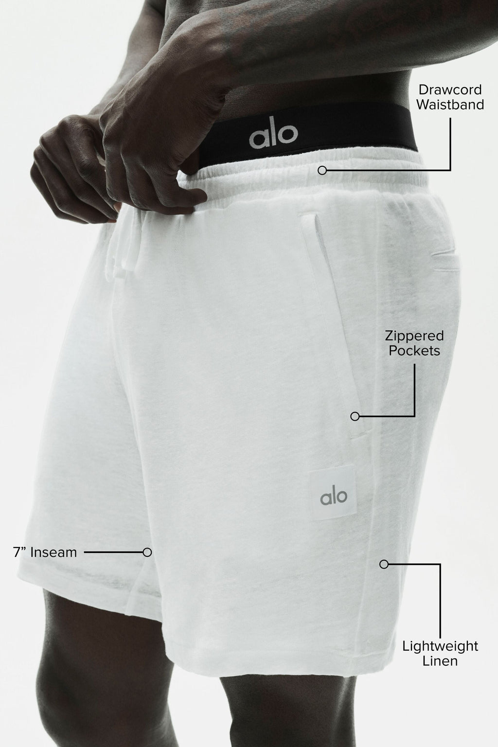 7" Linen Jersey Coastal Short - White
