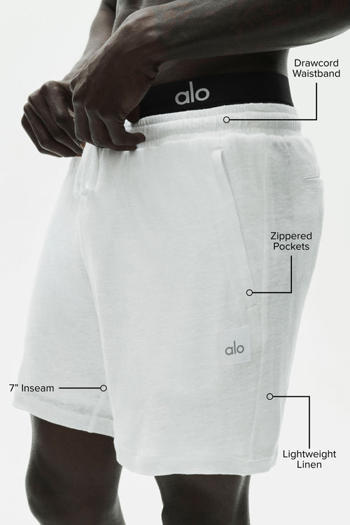 7" Linen Jersey Coastal Short - White