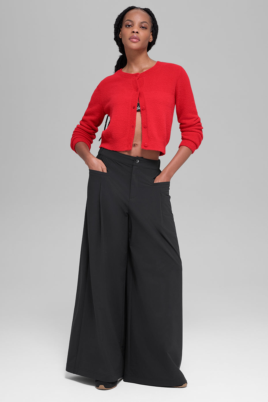 Snuggle Up Sweater Cropped Cardigan - Bright Red