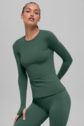 Airbrush Winter Warm Nocturne Long Sleeve - Clover Green