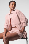 Pinstripe Daylight Button Down Long Sleeve - Pink Quartz/Ivory