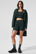 Rain Or Shine Long Coat - Charcoal Green