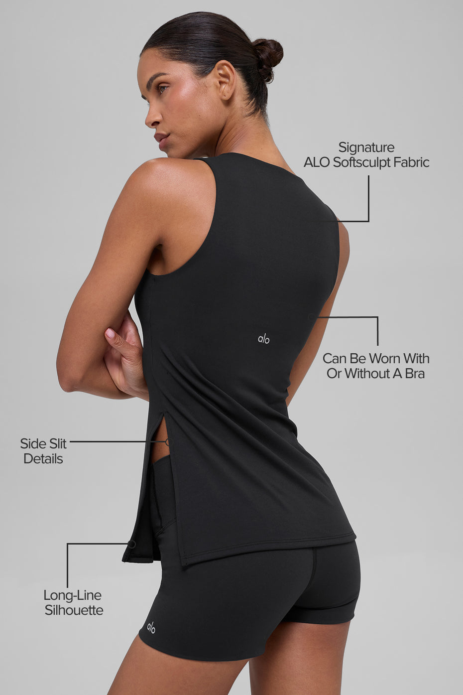 ALO Softsculpt Precision Full Length Bra Tank - Black