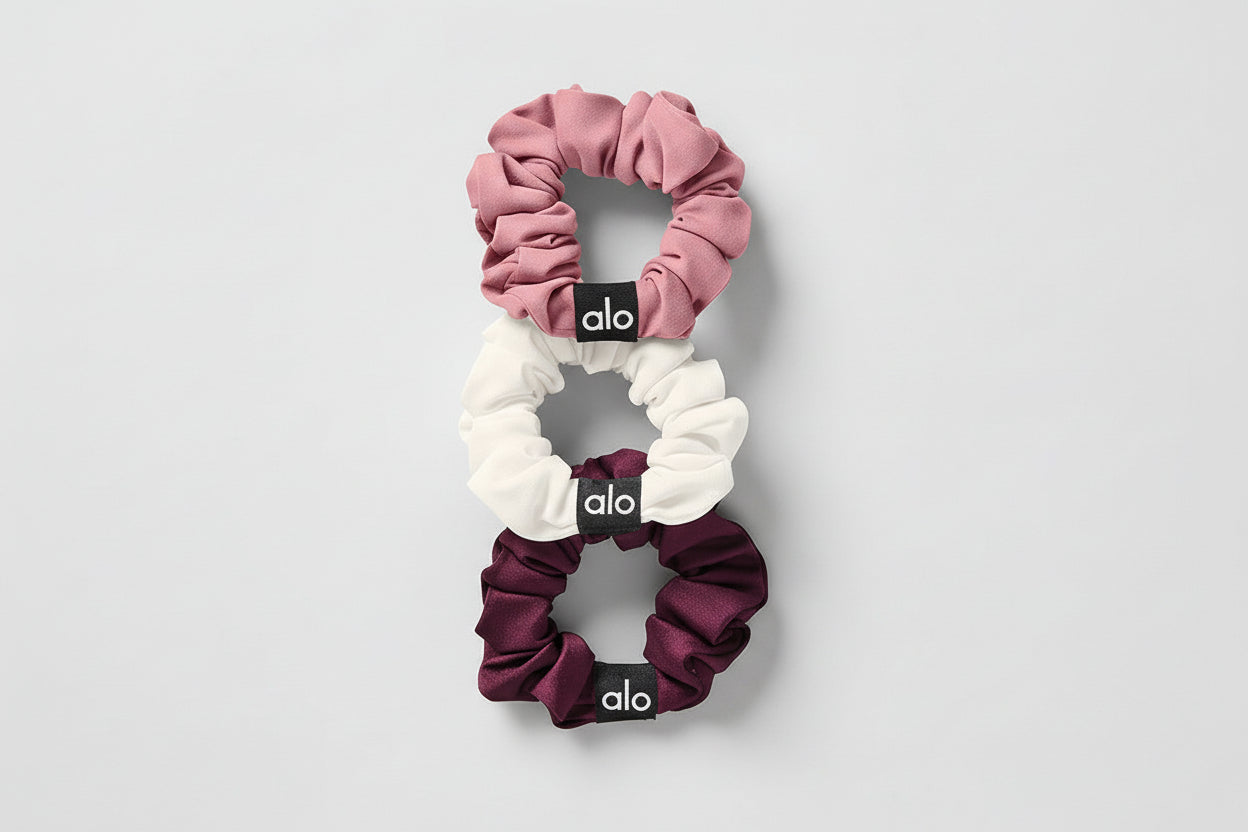 Fresh Mini Scrunchie (3-Pack) - Burgundy/Pink Wild Rose/Ivory